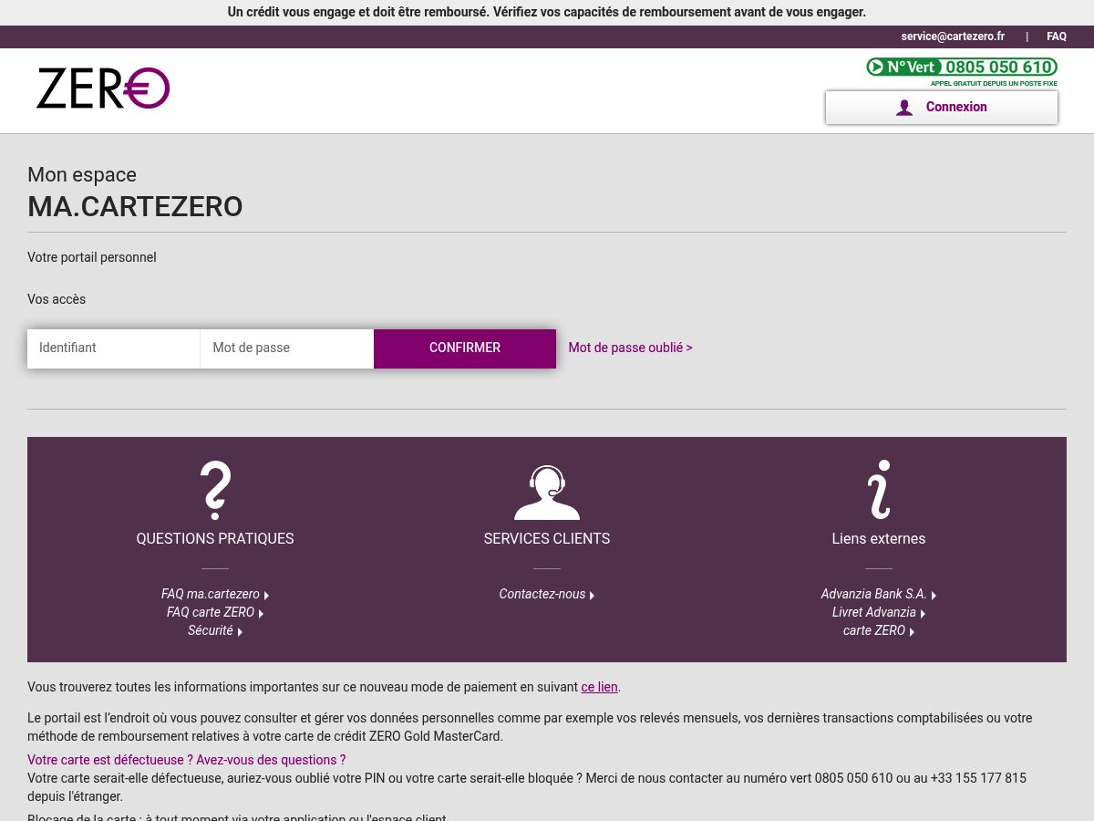 Carte ZERO (Advanzia Bank) logo