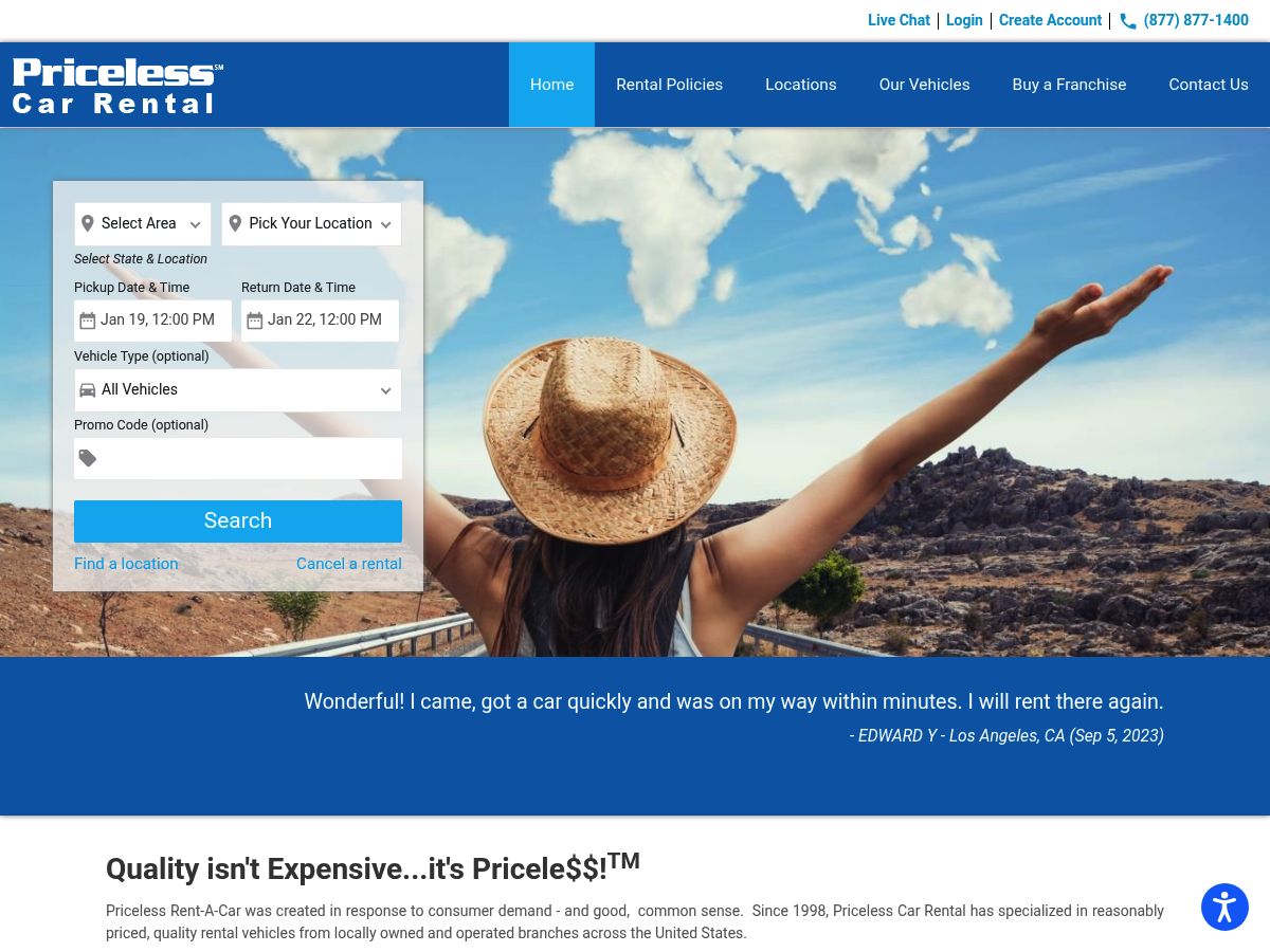 Priceless Car Rental logo